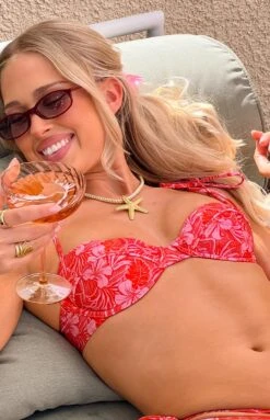 9.0 Swim Bianca Pink Floral Bikini Top