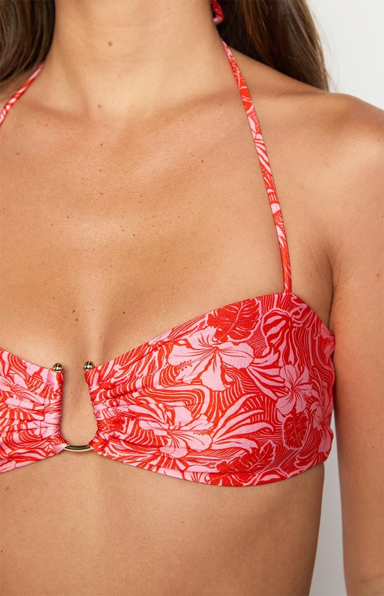 9.0 Swim Cove Pink Floral Bikini Top - Image 6