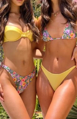 9.0 Swim Oceania White Zebra Floral Triangle Bikini Top