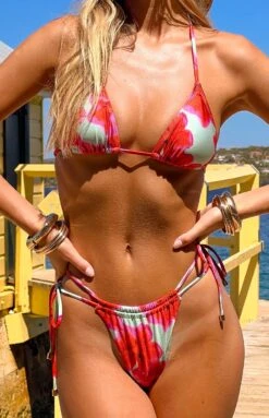 9.0 Swim Sumba Green Floral Tie Up Bikini Bottoms