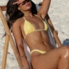 9.0 Swim Yellow Gingham Oceania Triangle Bikini Top