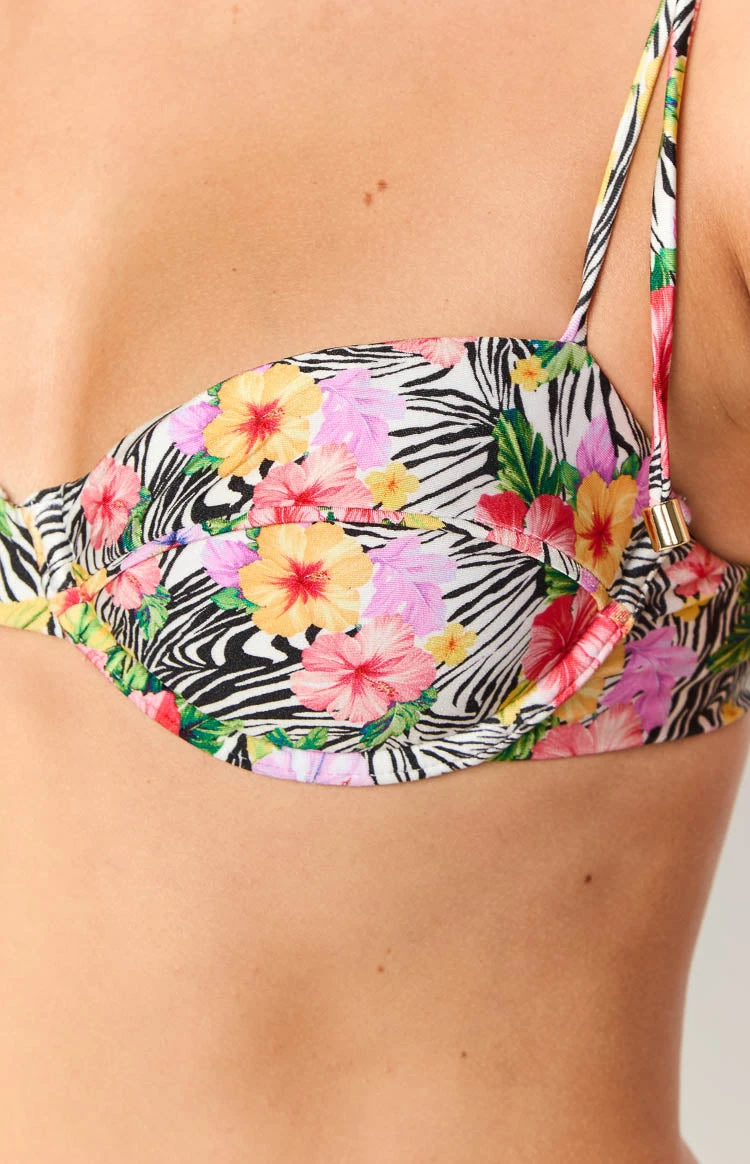 9.0 Swim Bianca White Zebra Floral Bikini Top - Image 7