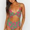9.0 Swim Jada Cut Out One Piece Green Floral