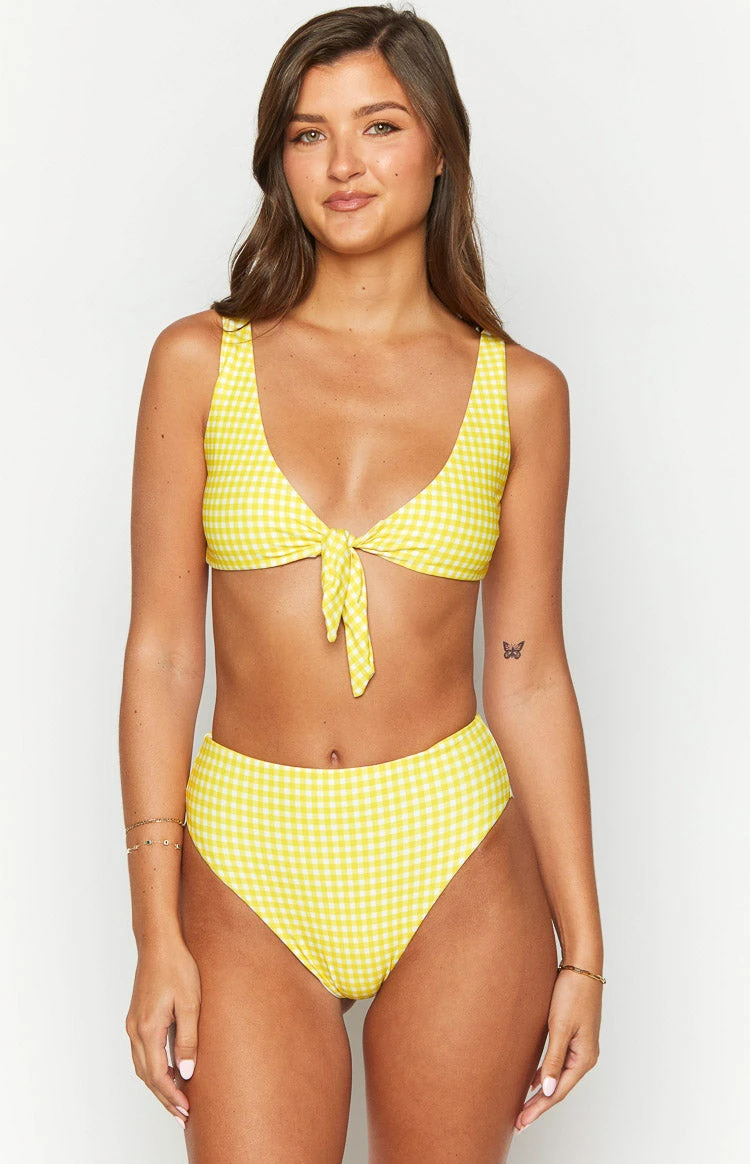 9.0 Swim Yellow Gingham St Lucia Bikini Top - Image 3