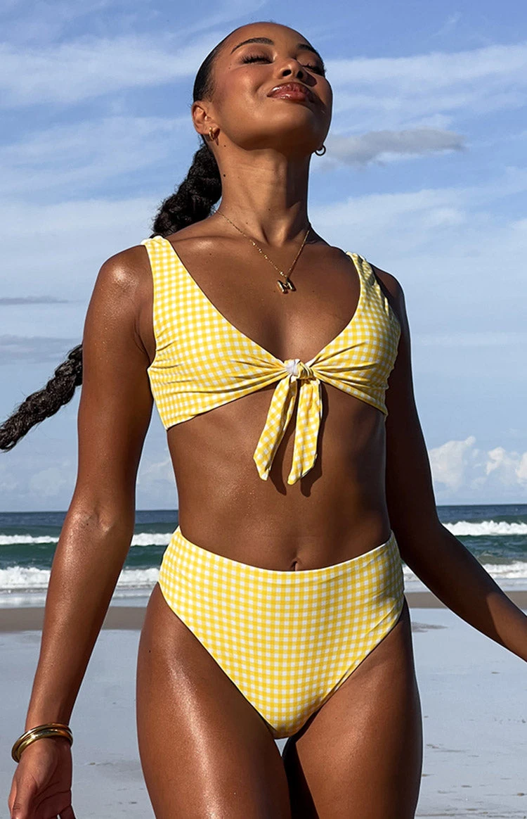 9.0 Swim Yellow Gingham St Lucia Bikini Top - Image 5
