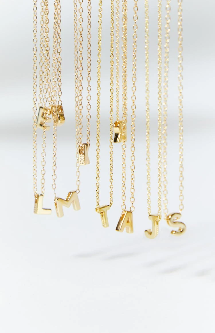 Beginning Boutique 18k Letter Gold Necklace