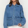 Abigail Mid Wash Denim Bomber Jacket