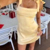 Akira Yellow Tie Mini Dress