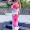 Arizona Pink Floral Print Maxi Dress
