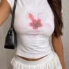 Astrea White Hibiscus Baby Tee