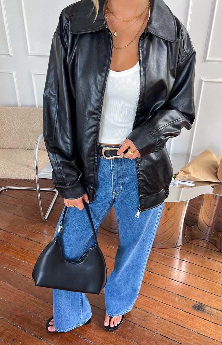 Abbi PU Black Bomber Jacket - Image 11