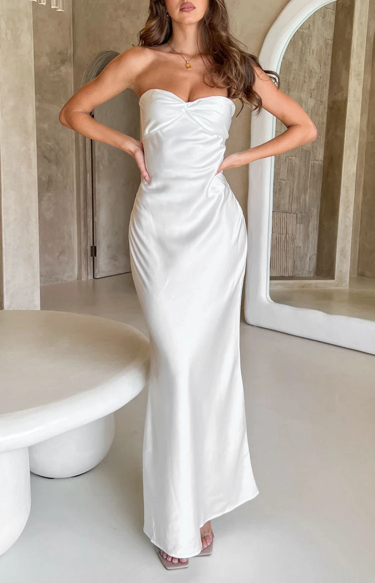 Abbie White Maxi Formal Dress - Image 7