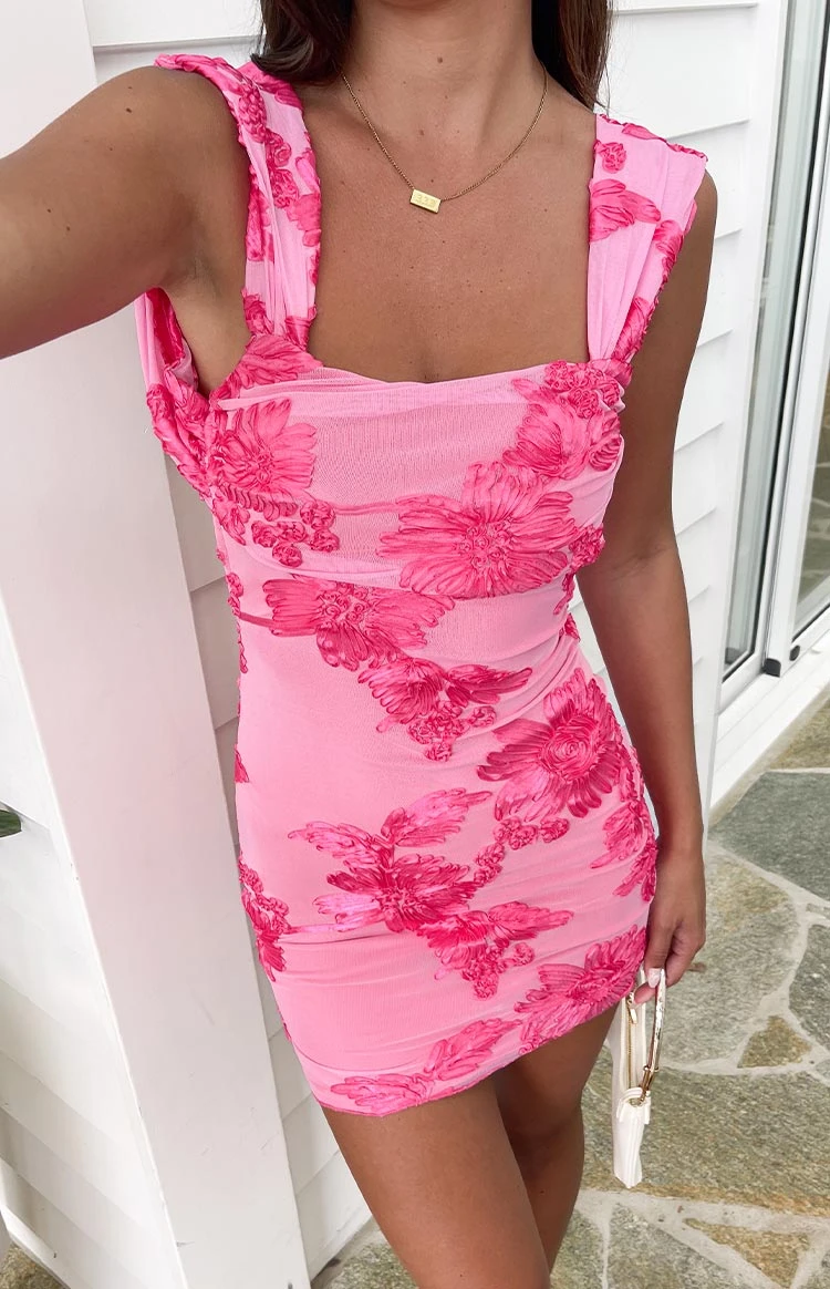 Ada Pink Floral Mini Dress - Image 8