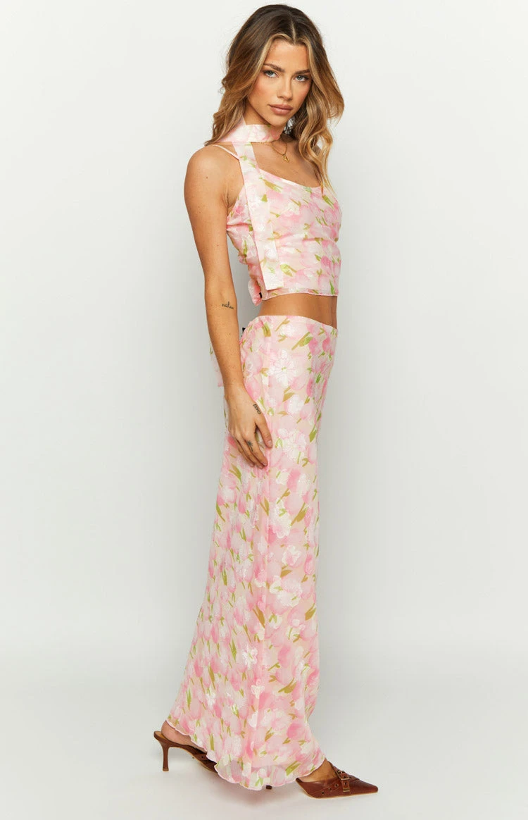 Irina Pink Print Maxi Skirt - Image 4