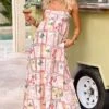 Akari White Tomato Girl Print Maxi Dress