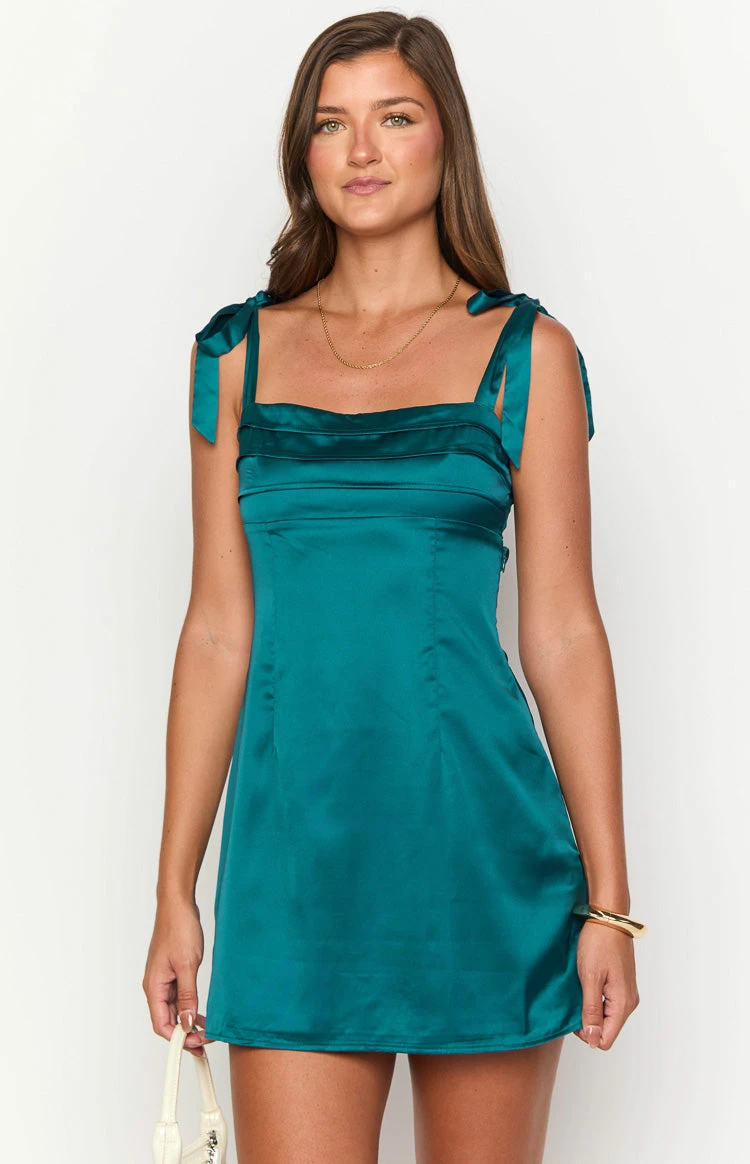 Akira Teal Tie Mini Dress - Image 2