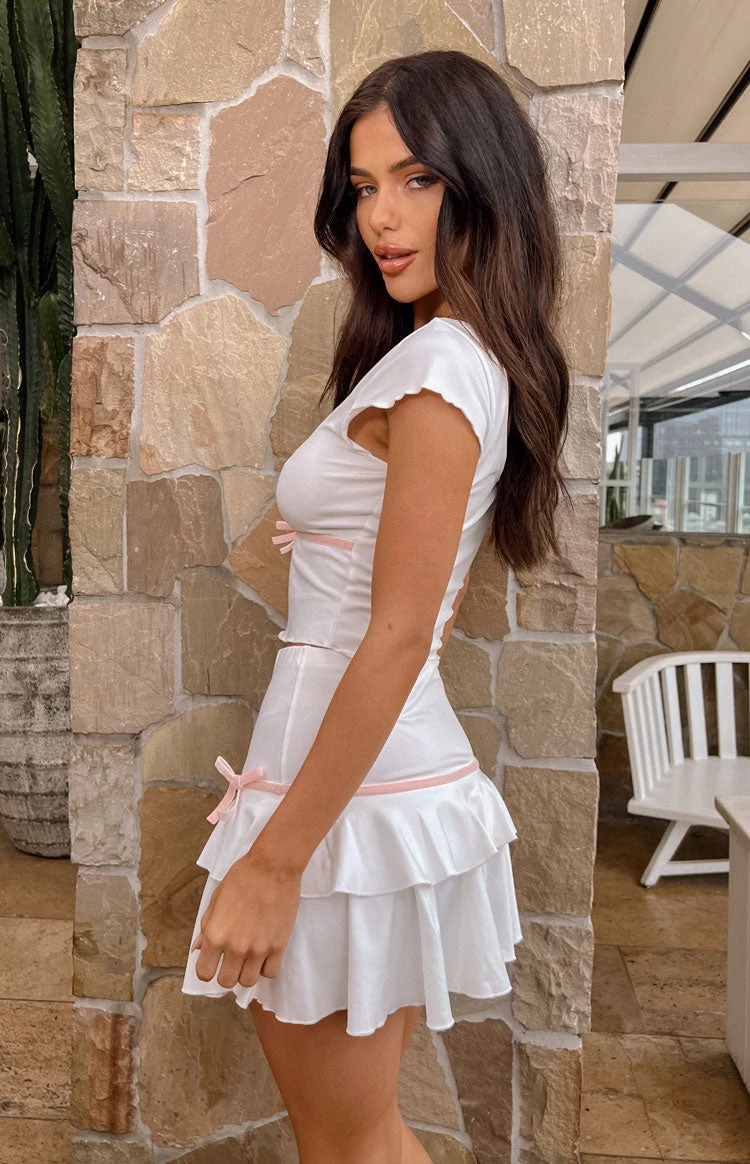 Alayna White Bow Mini Skirt - Image 7