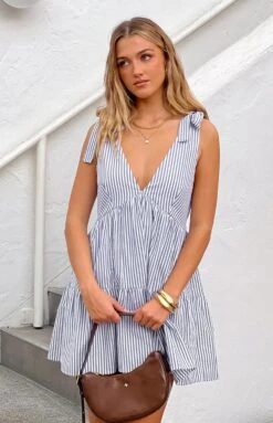 Angel Girl Blue Stripe Mini Dress