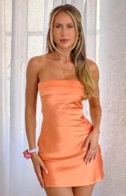 Annie Orange Strapless Mini Dress