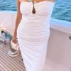 Ark White Strapless Maxi Dress