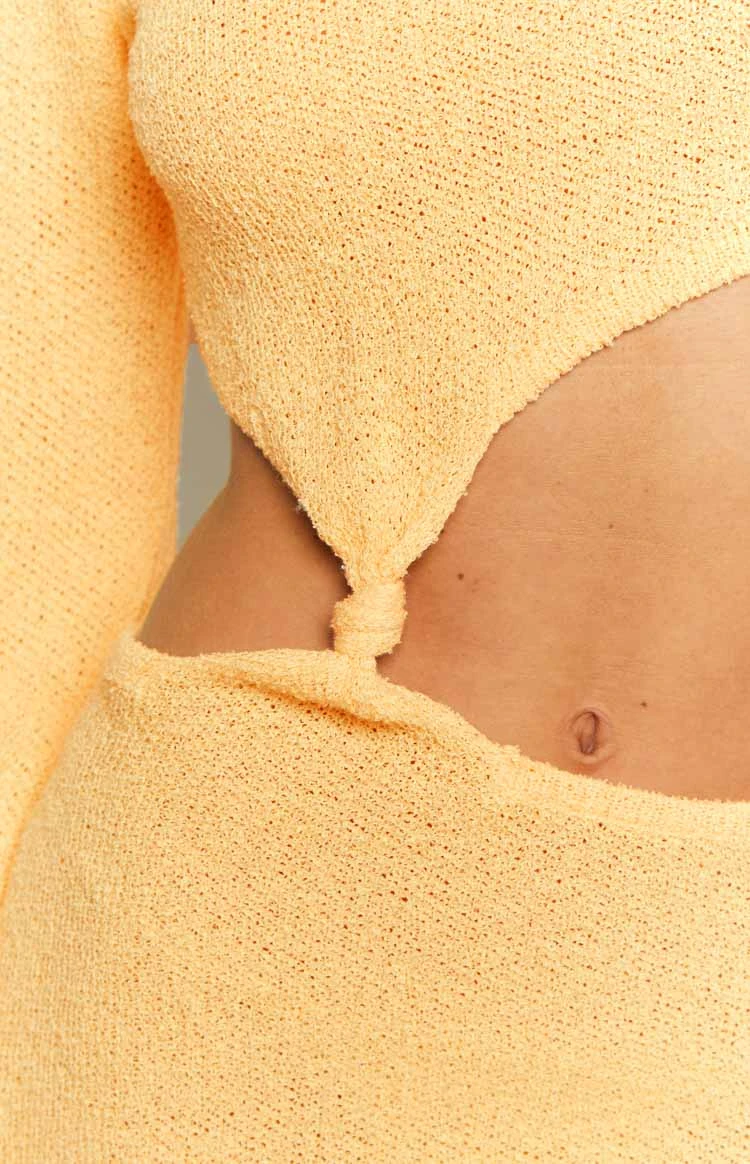 Arya Yellow Long Sleeve Knit Maxi Dress - Image 8