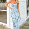 Ashley Blue Floral Formal Maxi Dress