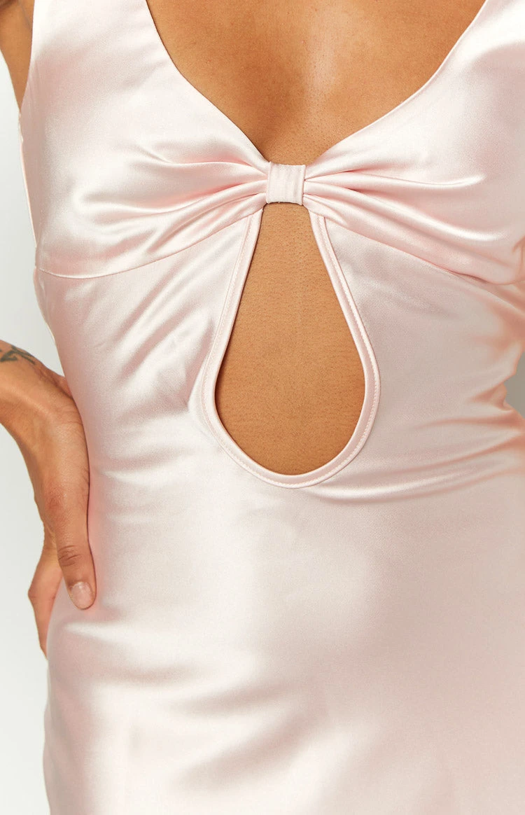 Attina Pink Satin Maxi Dress - Image 7