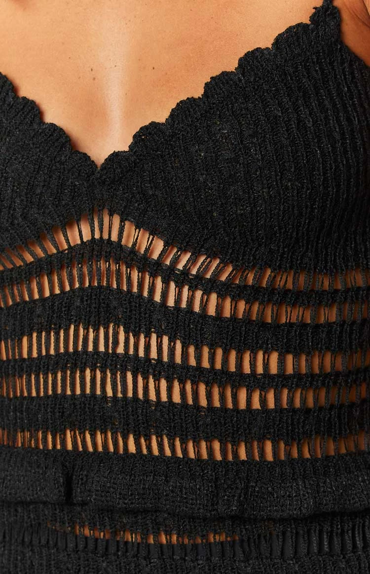 Ausha Black Knit Mini Dress - Image 8