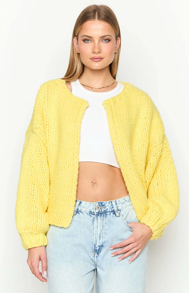 Bad Habits Yellow Knit Cardigan - Image 3