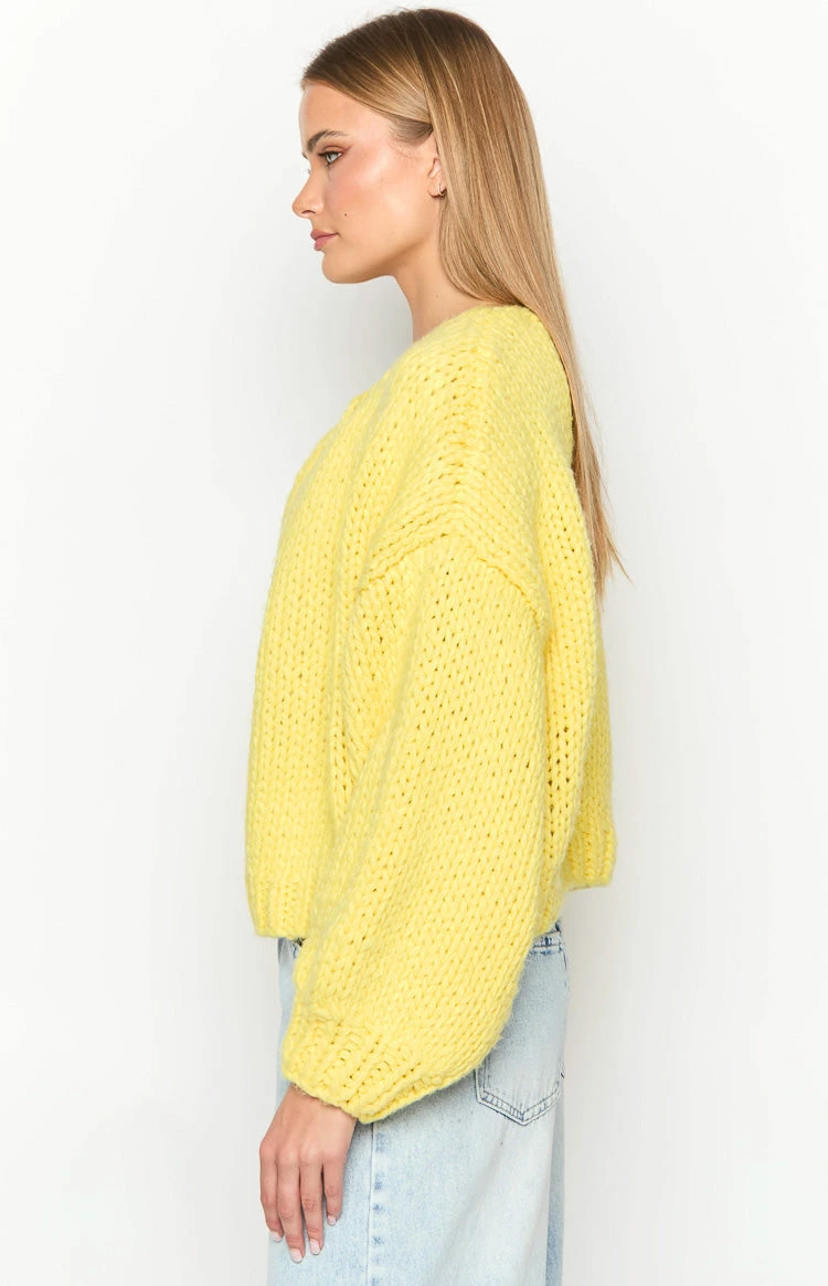Bad Habits Yellow Knit Cardigan - Image 5