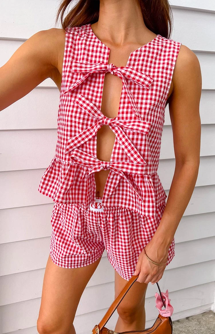 Baxter Red Gingham Shorts - Image 11
