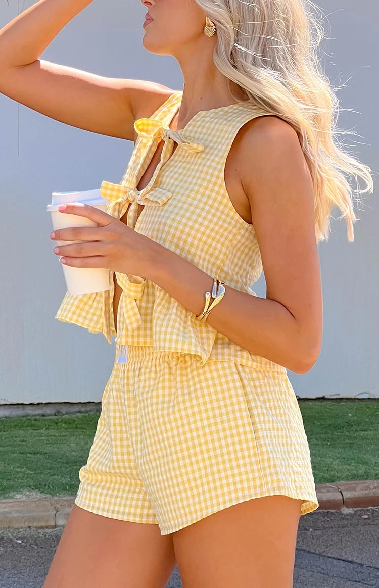 Baxter Yellow Gingham Shorts - Image 10