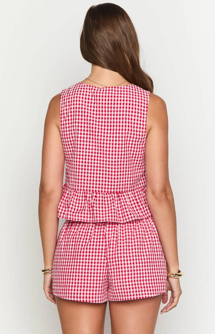 Baxter Red Gingham Shorts - Image 6