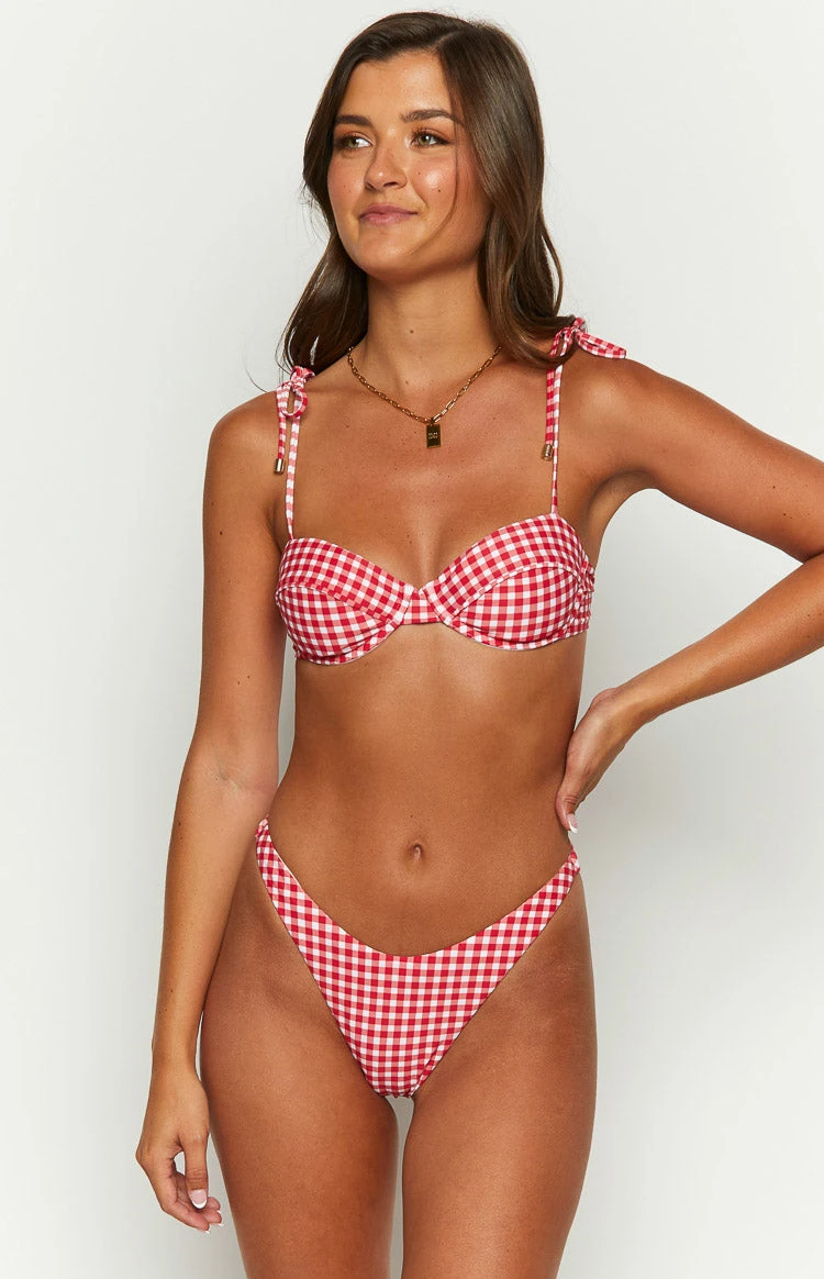 9.0 Swim Bianca Red Gingham Bikini Bottoms - Image 2
