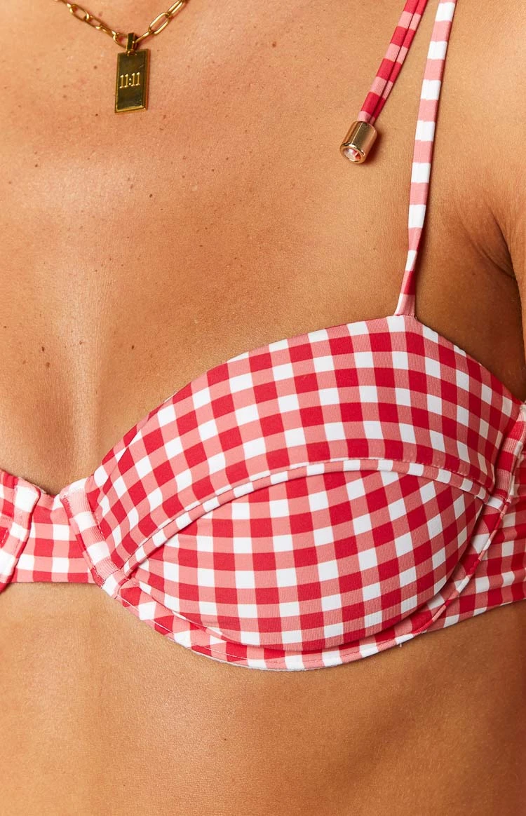 9.0 Swim Bianca Red Gingham Bikini Top - Image 6