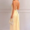 Blaise Yellow Satin Maxi Dress