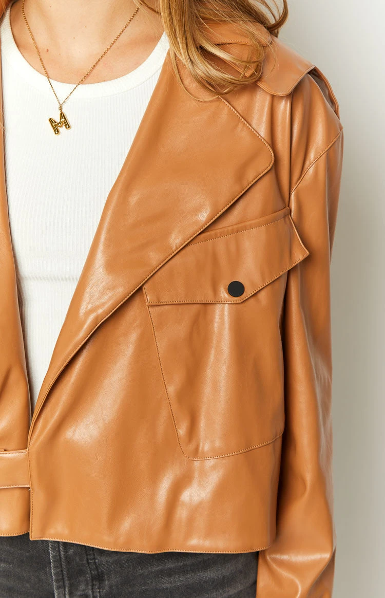 Blaze Bolt Tan PU Leather Jacket - Image 7