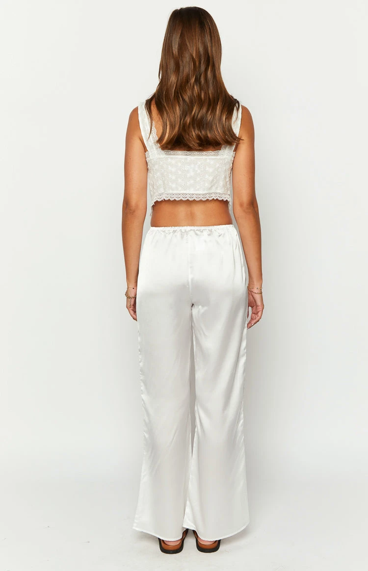 Bridget White Satin Pants - Image 6