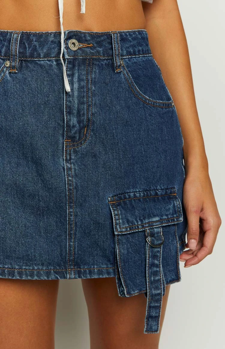 Brightside Dark Wash Denim Mini Skirt - Image 5