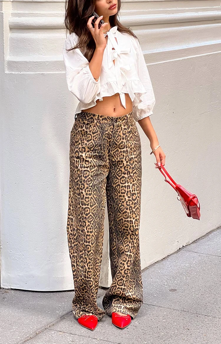 Brunet Leopard Print Straight Leg Jeans - Image 6