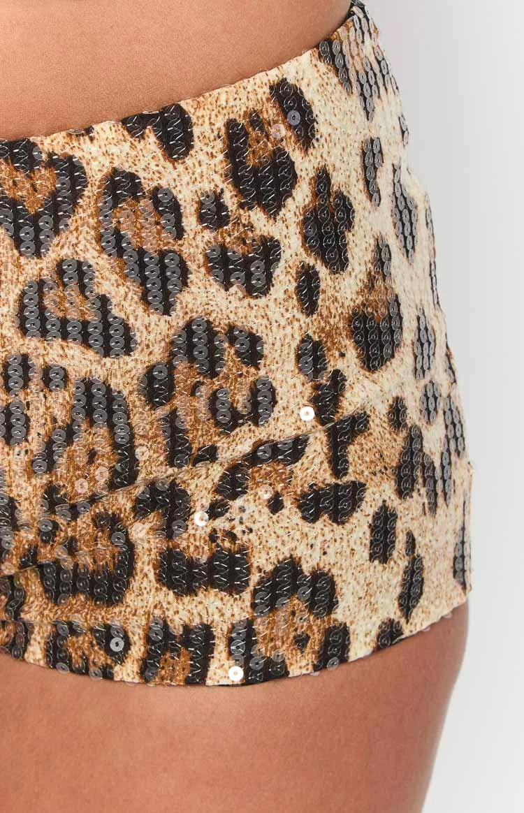 Calithea Leopard Sequin Micro Shorts - Image 5