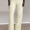 Cabo Cream Straight Leg High Waisted Tailored Pant
