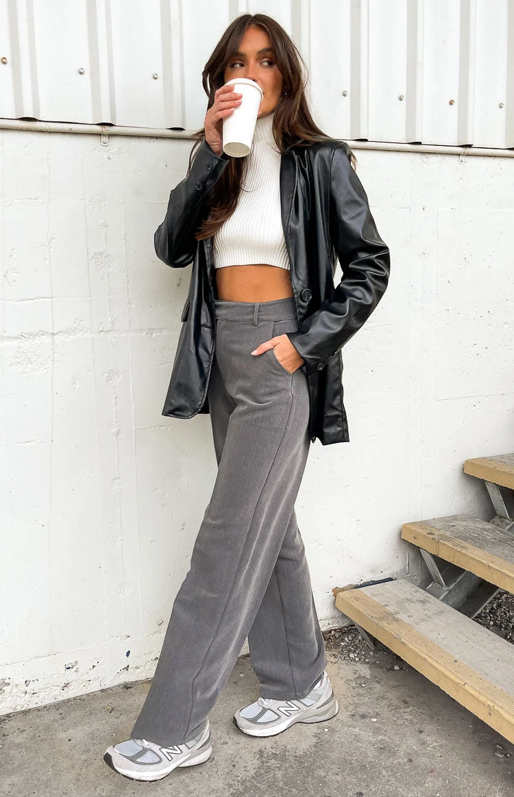 Cabo Grey Straight Leg High Waisted Tailored Pant - Image 3