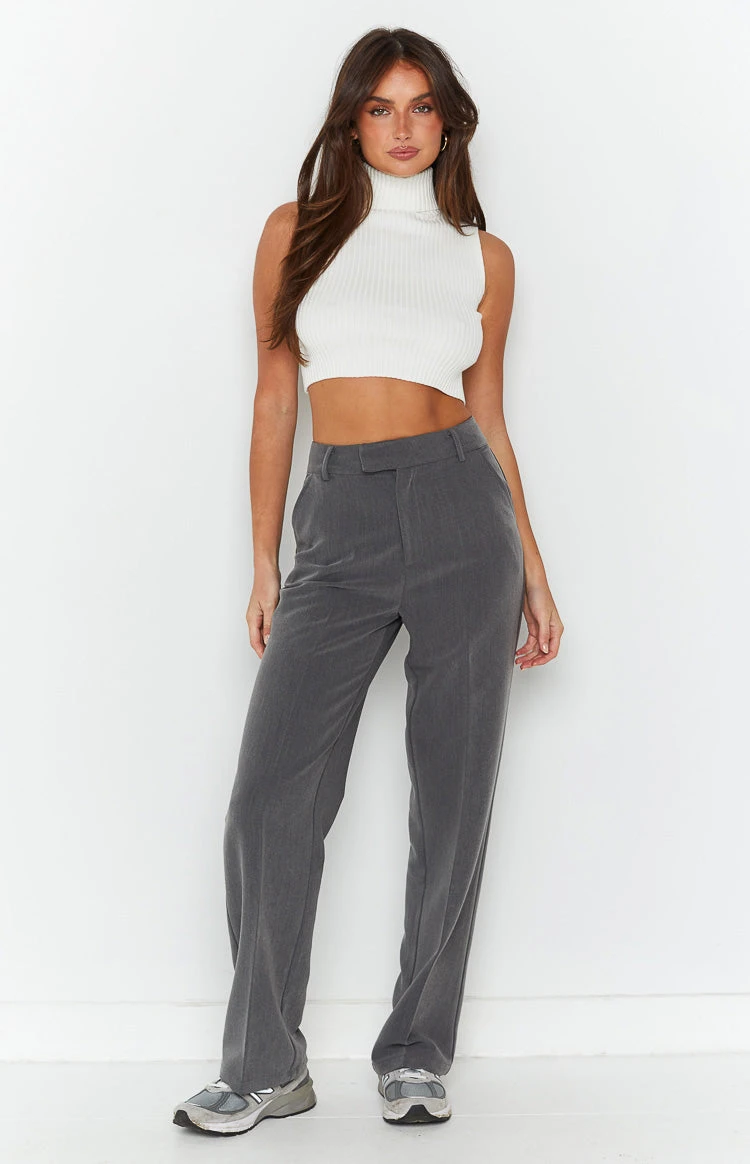 Cabo Grey Straight Leg High Waisted Tailored Pant - Image 5