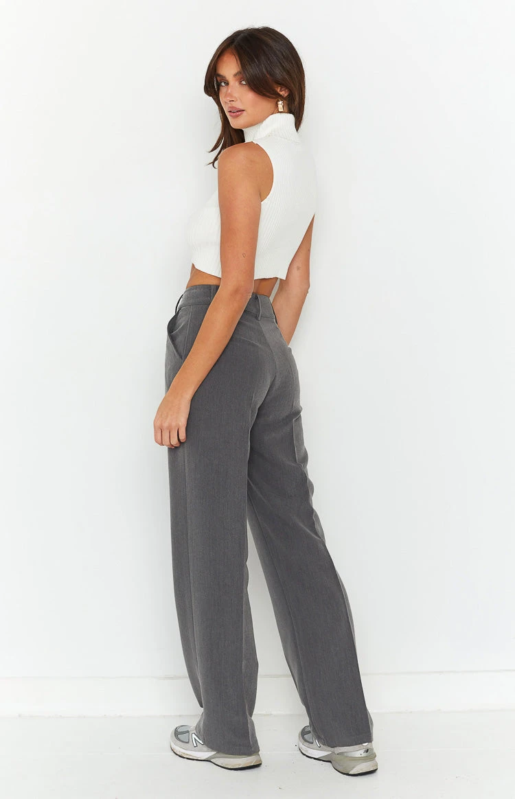 Cabo Grey Straight Leg High Waisted Tailored Pant - Image 7