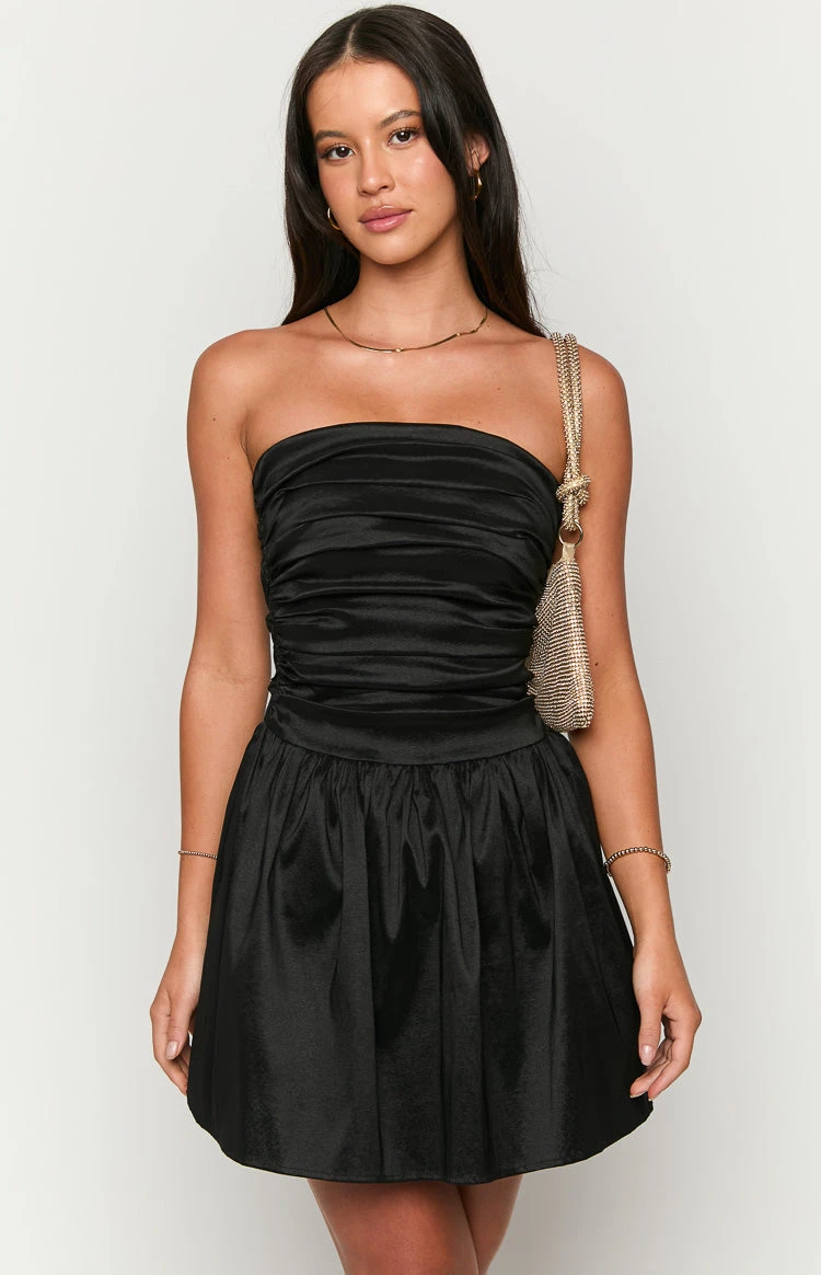 Call On Me Black Strapless Mini Dress - Image 2