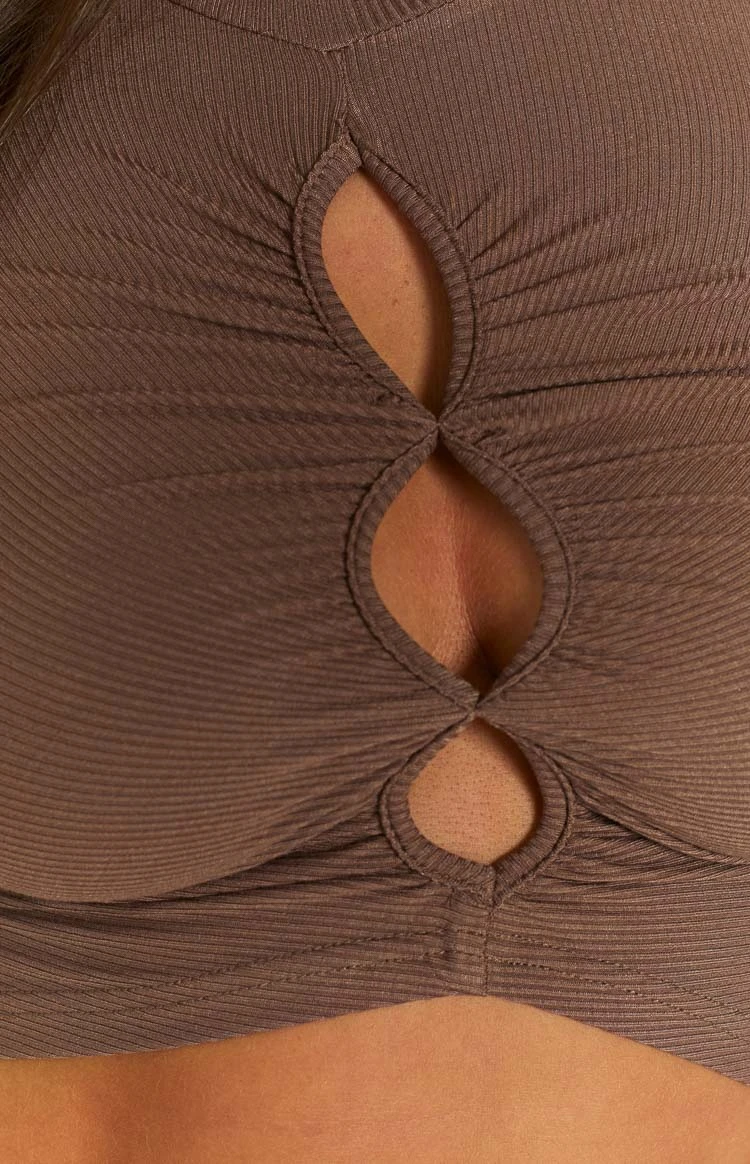 Camie Mocha Long Sleeve Rib Top - Image 6