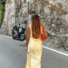Carnation Yellow Satin Maxi Dress