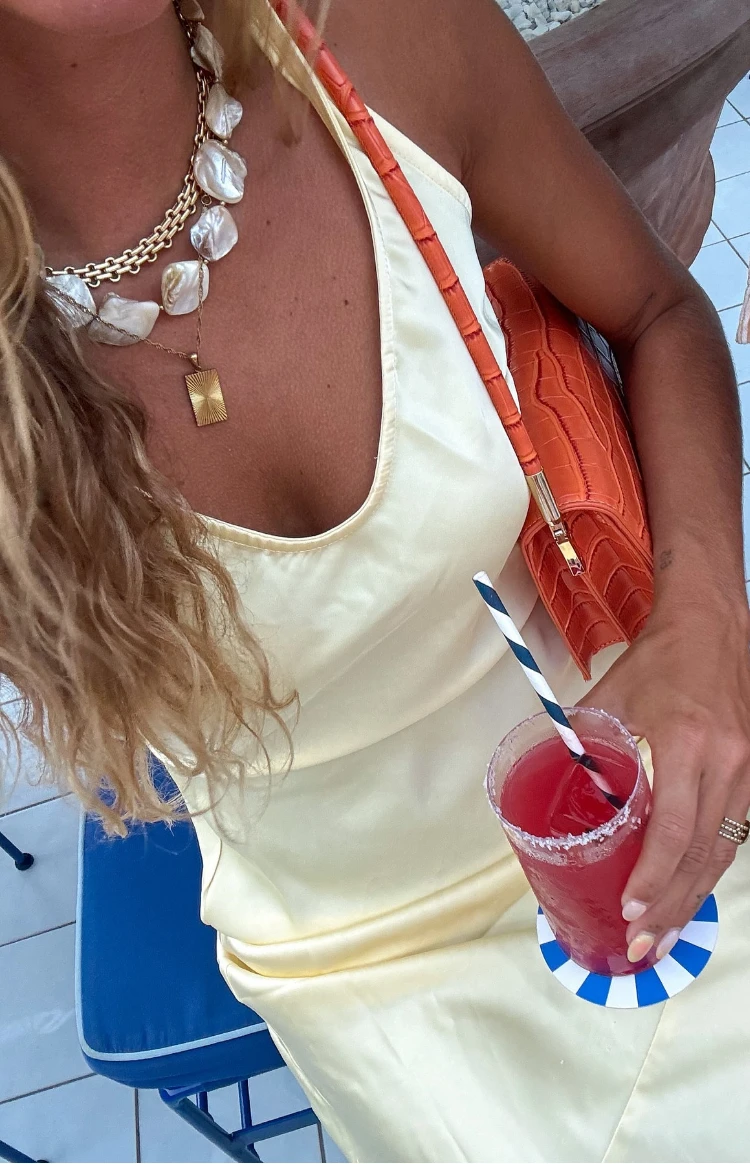 Carnation Yellow Satin Maxi Dress - Image 9