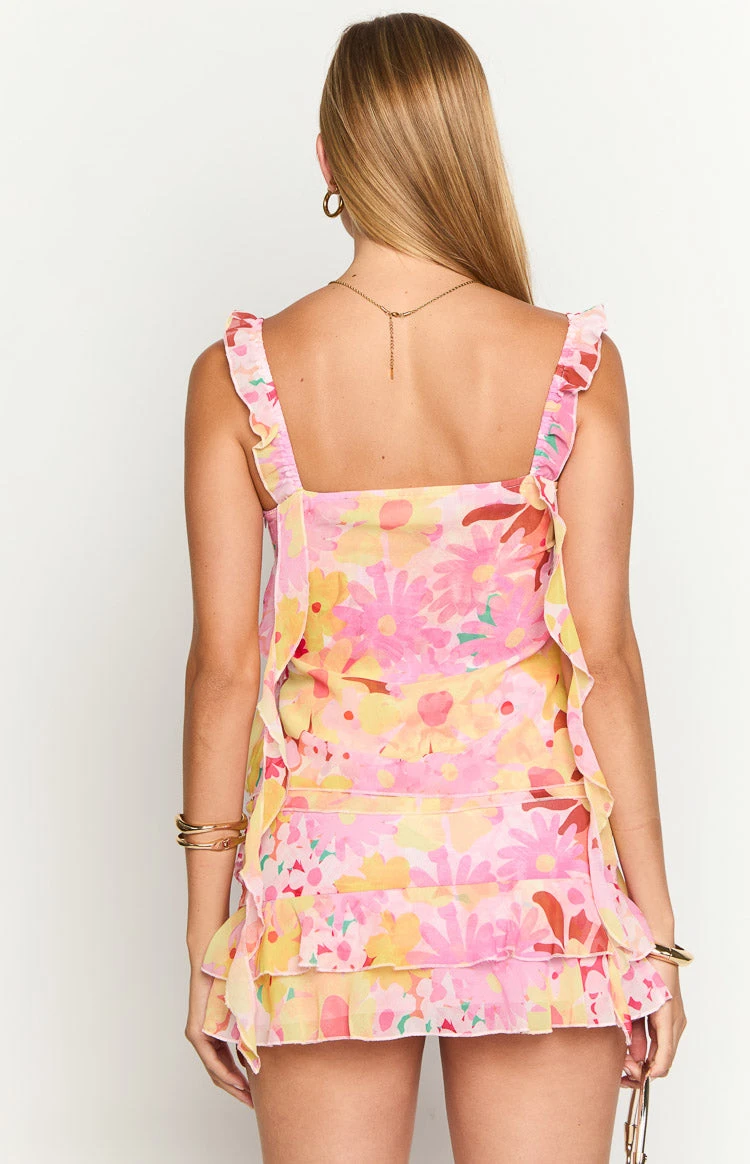 Caspian Strawberry Girl Print Chiffon Mini Skirt - Image 6